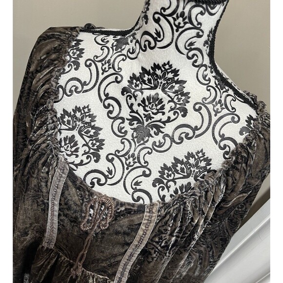 One World Velvet Tunic Top Womens 1X Sequins Festival Whimsigoth Brown - Picture 2 of 14